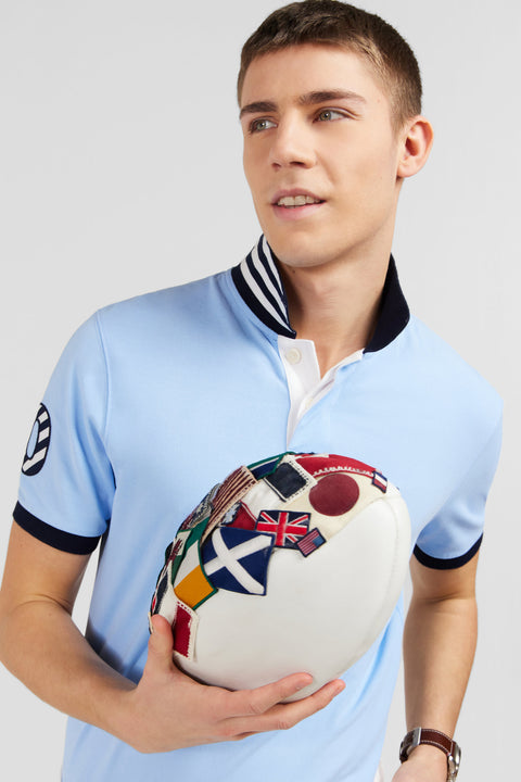 Light blue short-sleeved polo shirt number 10 - Image 3