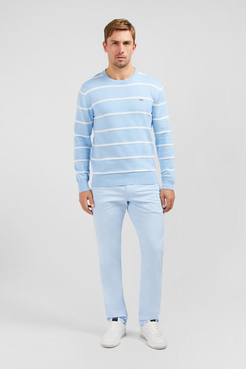 Light blue striped jumper in combination knit - Image 1
