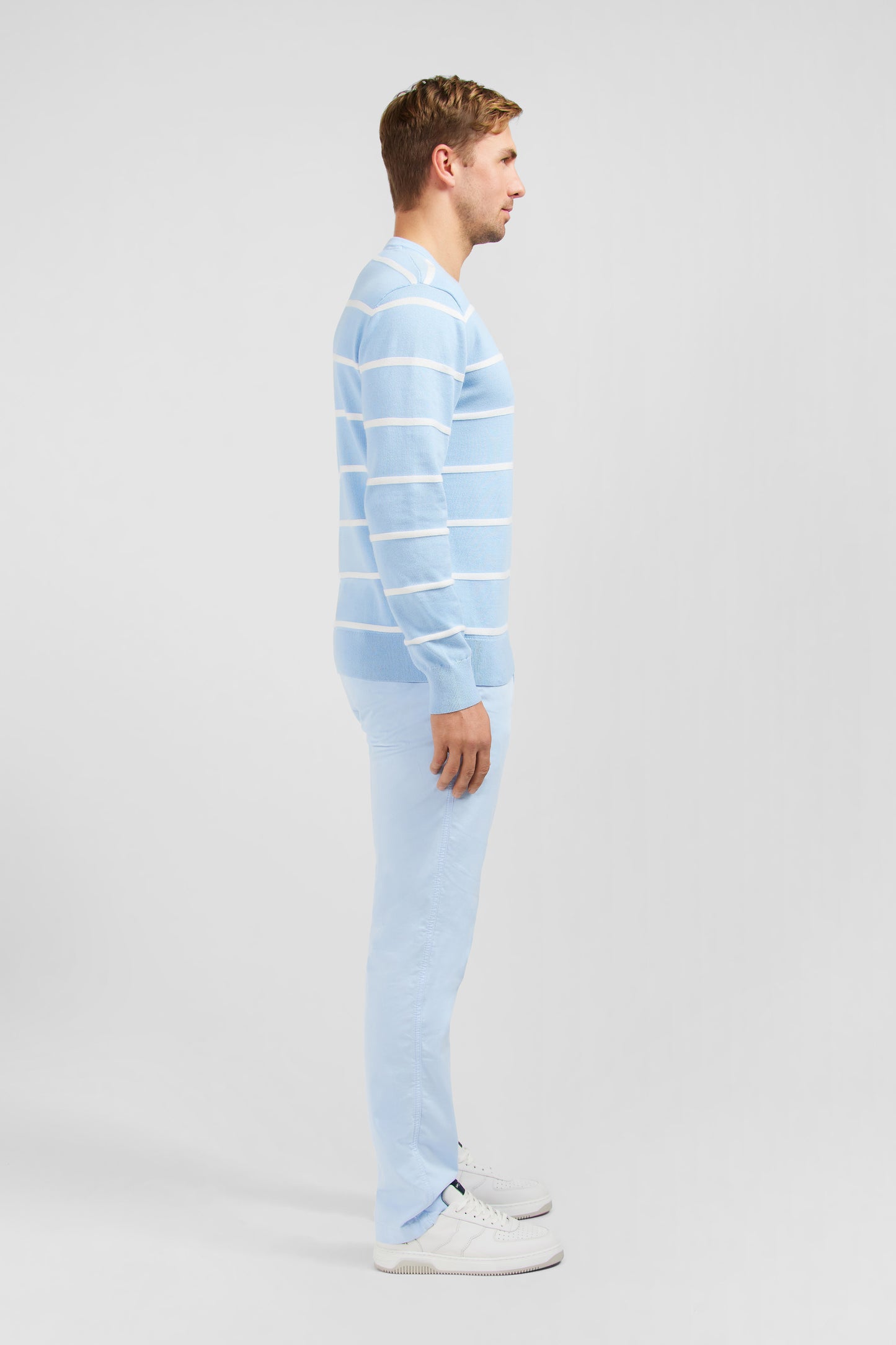 Light blue striped jumper in combination knit