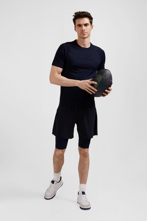 Navy blue stretch sports cycling shorts - Image 1
