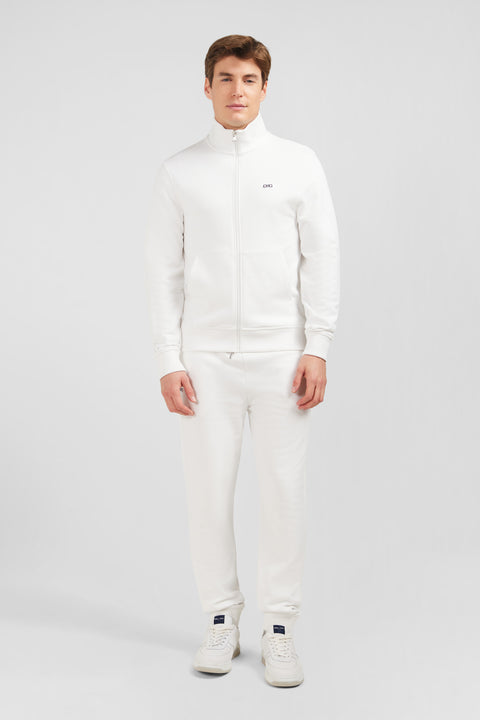 White zipped sweatshirt with stand-up collar - Image 1