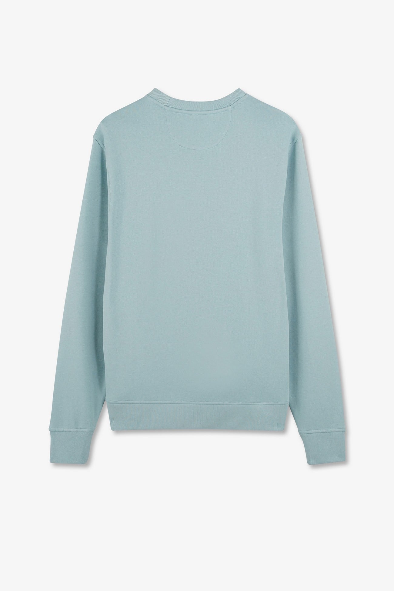Green fleece round-neck sweatshirt with bow tie embroidery