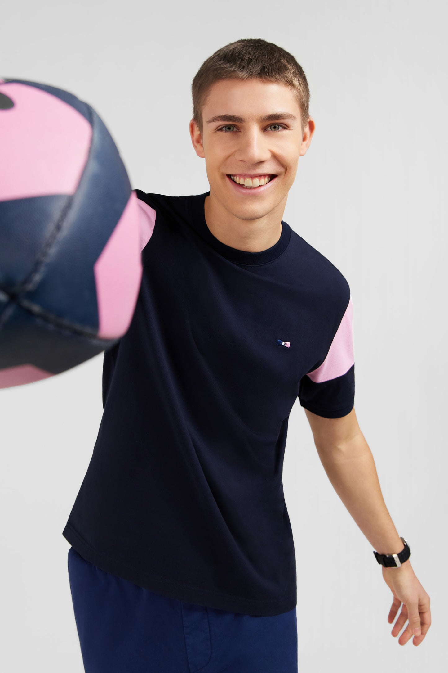Navy cotton T-shirt with number 10 embroidery