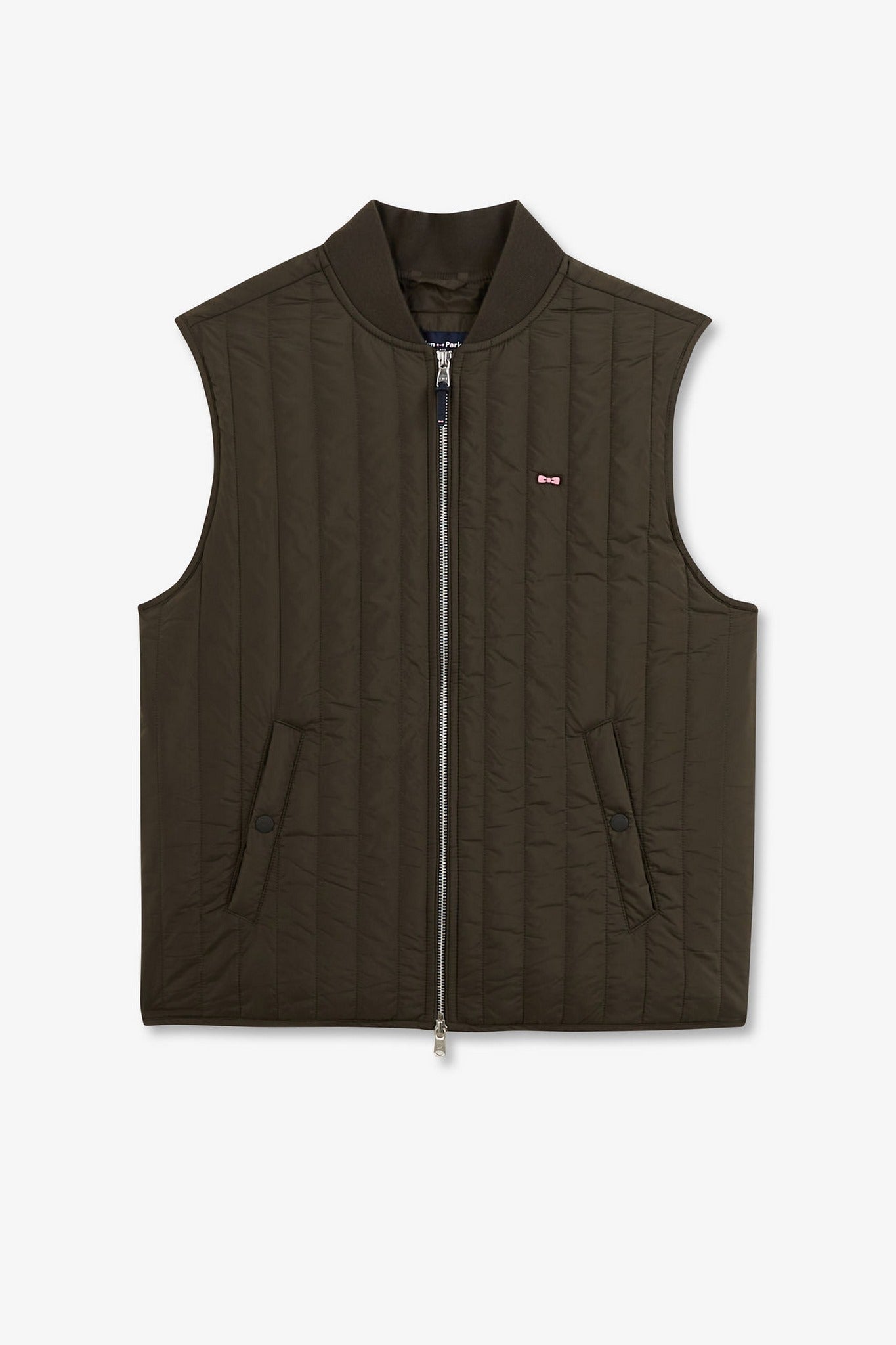 Khaki sleeveless puffa jacket