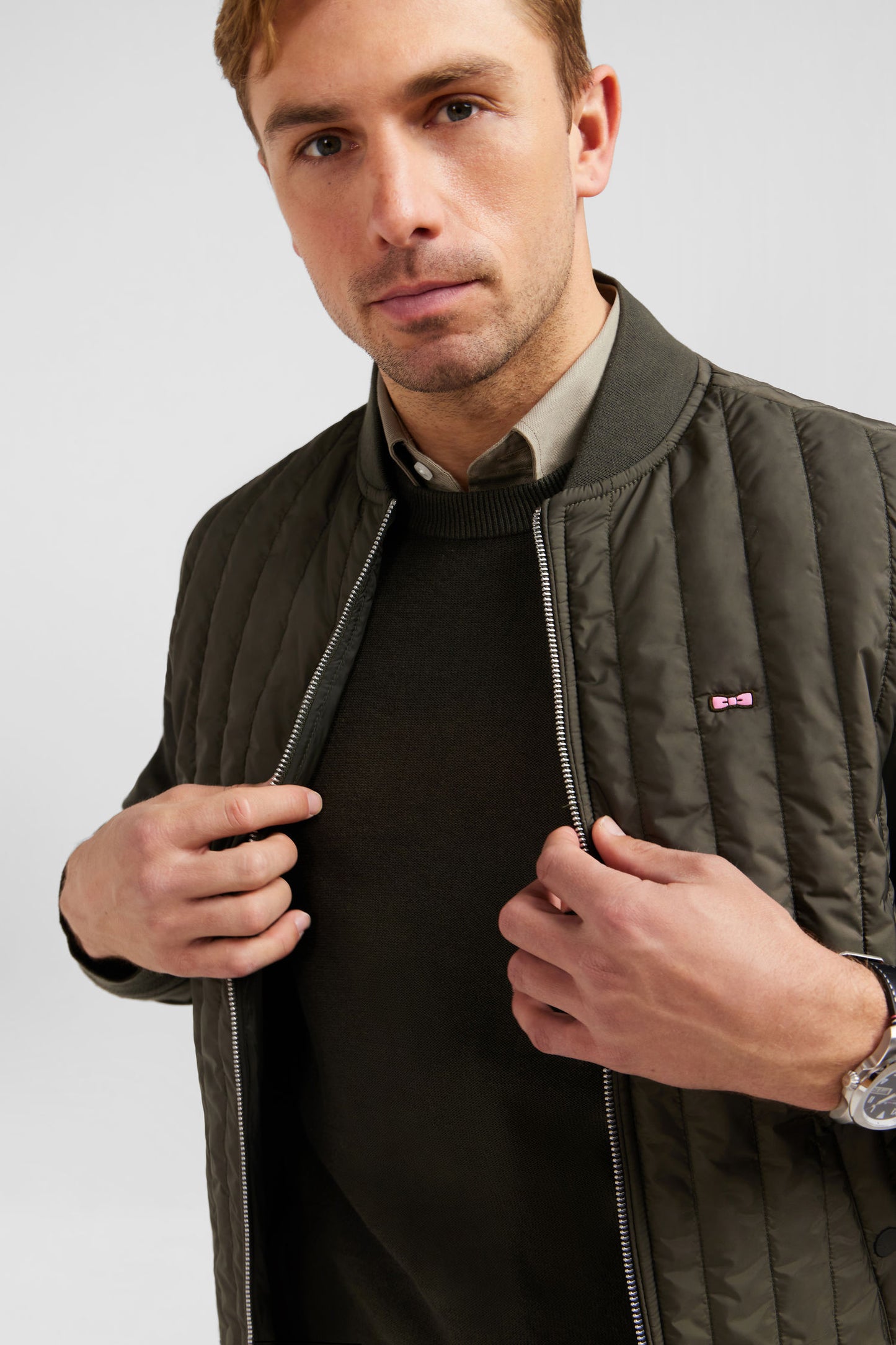 Khaki sleeveless puffa jacket