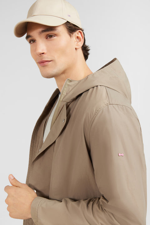 Beige cotton blend hooded parka - Image 2