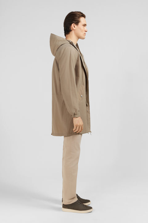 Beige cotton blend hooded parka - Image 3