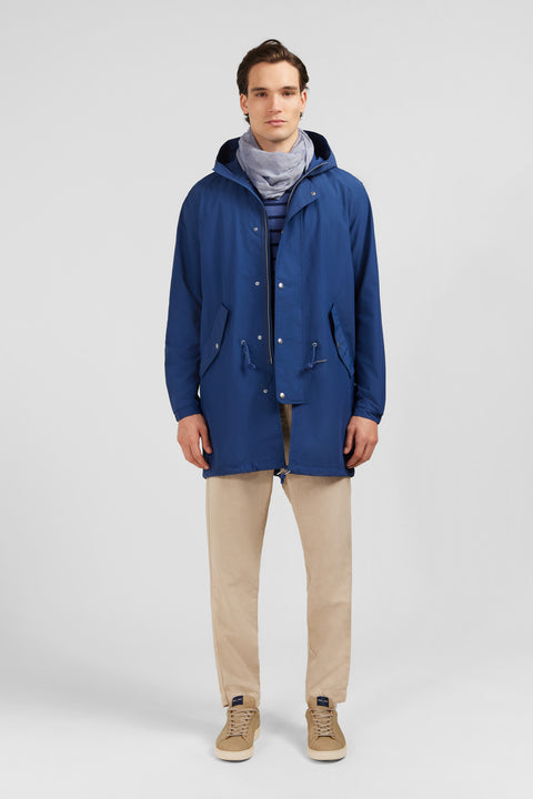 Navy cotton blend hooded parka - Image 1