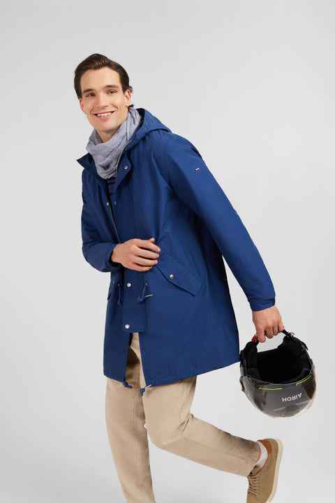Navy cotton blend hooded parka - Image 2
