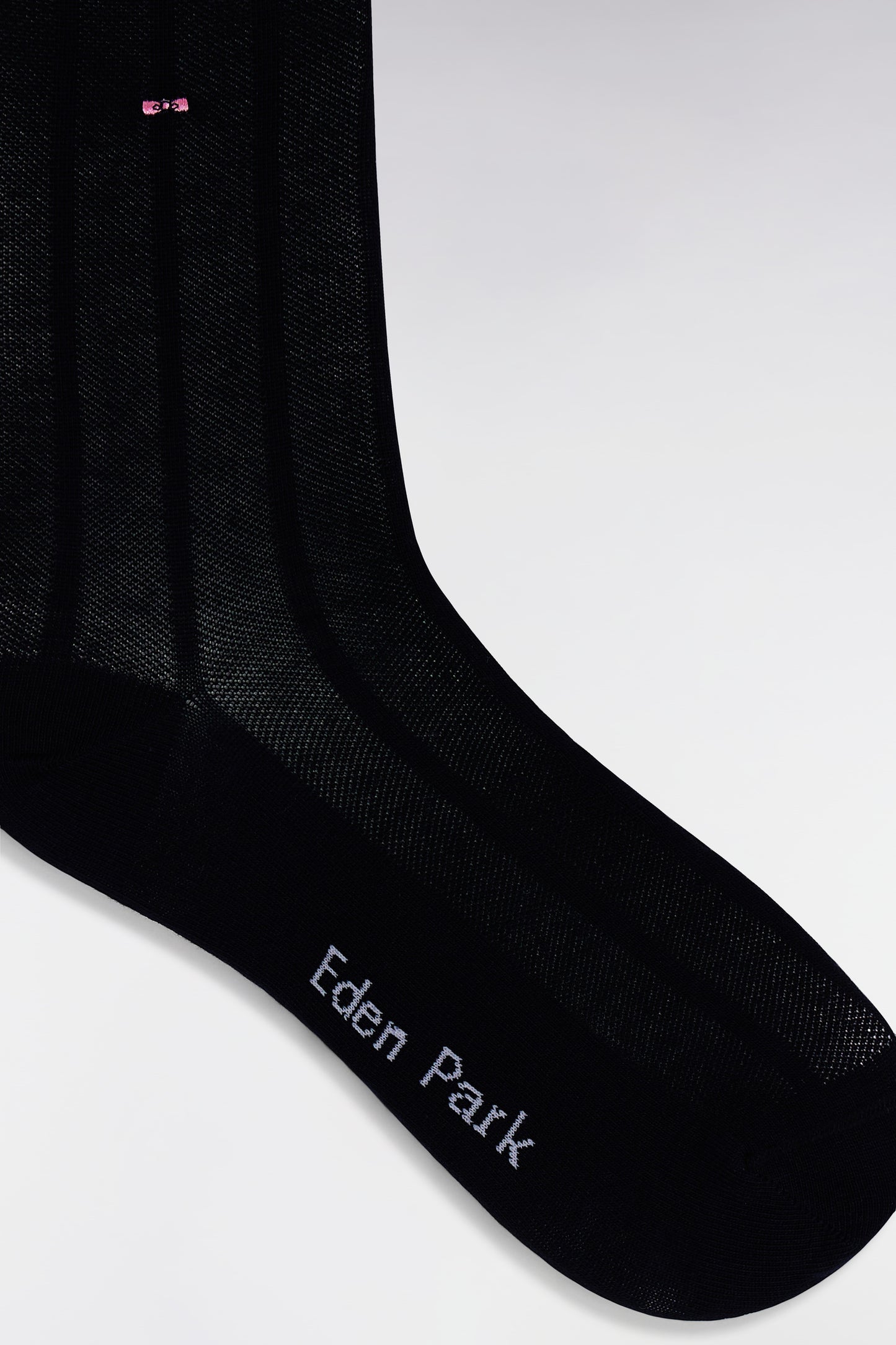 Stretch cotton blend socks with navy vertical stripes