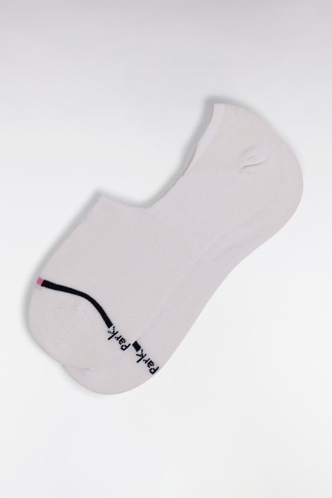 White stretch cotton-blend low socks with navy trim - Image 1