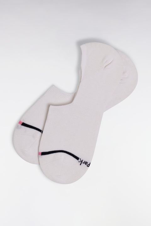 White stretch cotton-blend low socks with navy trim - Image 2
