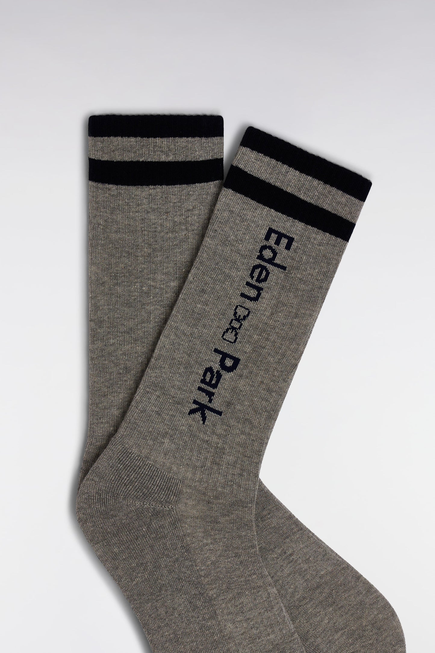 Grey stretch cotton-blend socks with Eden Park jacquard
