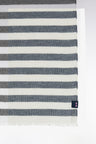 Cotton blend scarf with navy pinstripes