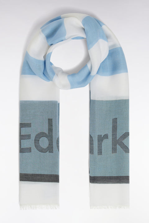 Grey and sky blue cotton-blend rimmed scarf - Image 2