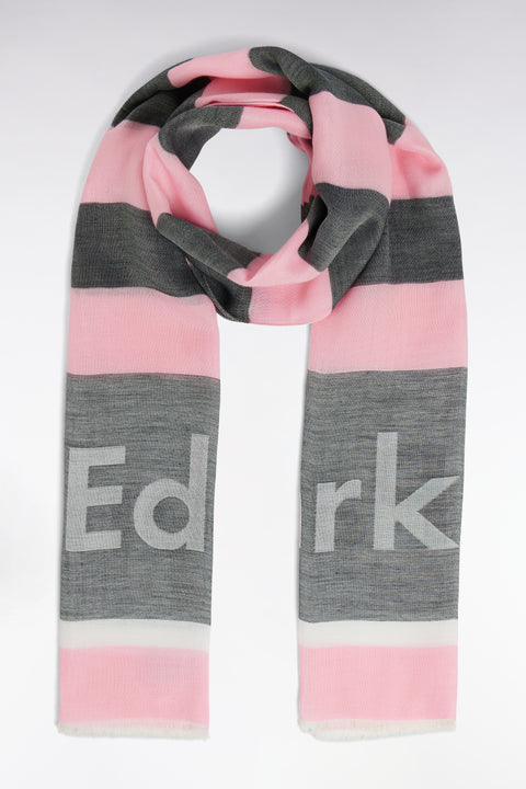 Grey and pink cotton-blend rimmed scarf - Image 1