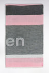 Grey and pink cotton-blend rimmed scarf