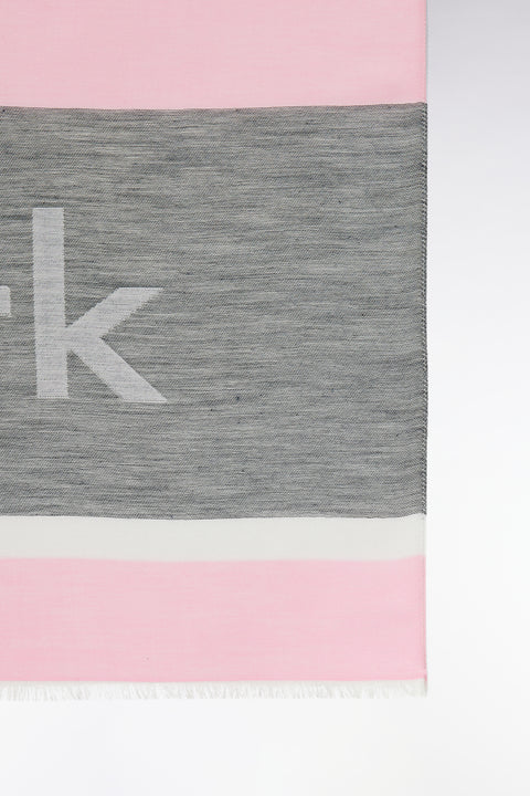Grey and pink cotton-blend rimmed scarf - Image 3