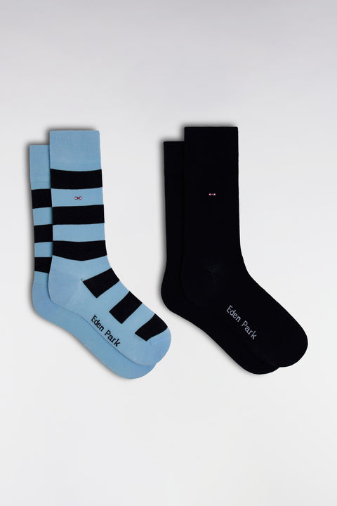 Pack of 2 pairs of stretch cotton socks in sky blue and navy - Image 1