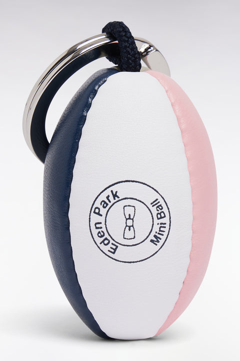 Rugby ball keyring in pink synthetic leather - Image 1