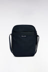 Black canvas and leather messenger bag