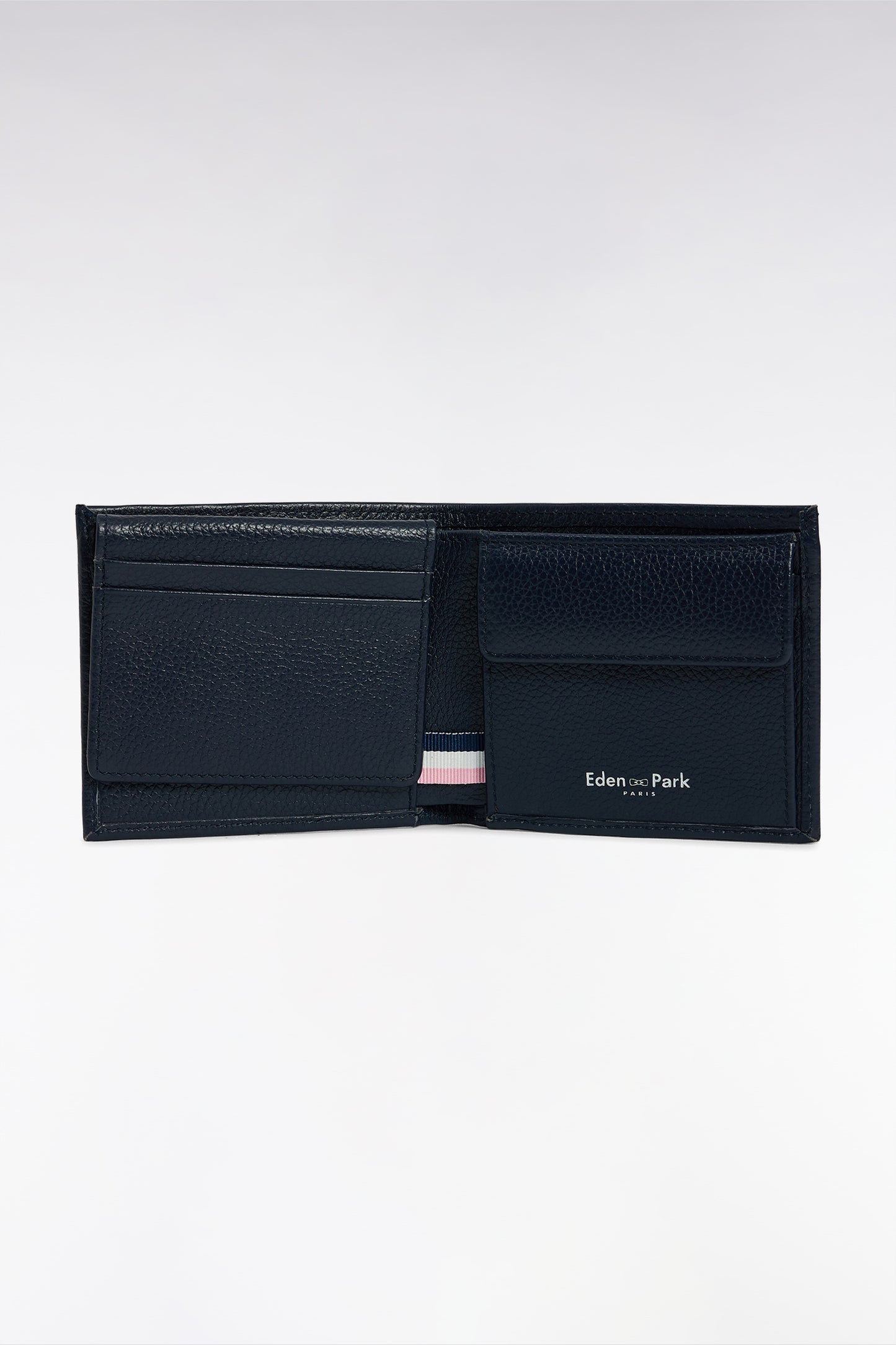 Navy grained leather Italian wallet