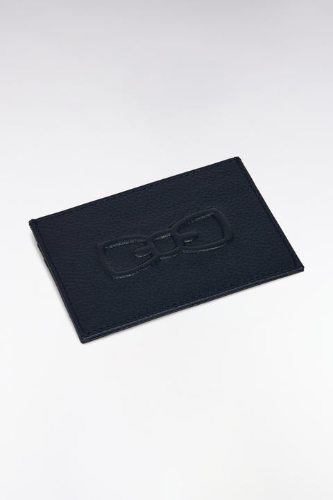 Navy grained leather card holder - Image 3