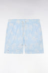 Sky blue swimsuit with palm tree print