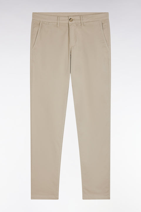 Beige straight-cut stretch cotton pleat-free chinos - Image 2