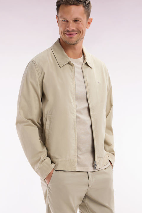 Beige straight-cut stretch cotton pleat-free chinos - Image 3