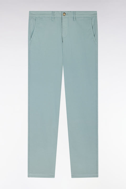 Medium grey straight-cut stretch cotton pleat-free chinos - Image 1