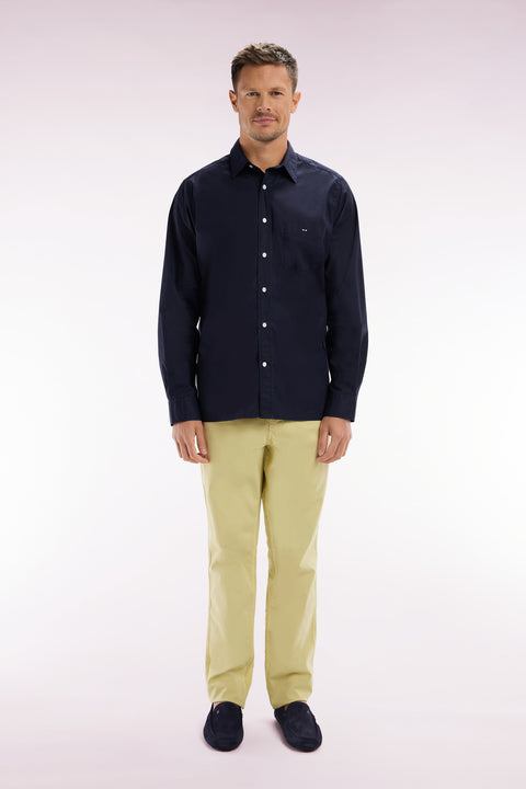 Ivory straight-cut stretch cotton pleat-free chinos - Image 1