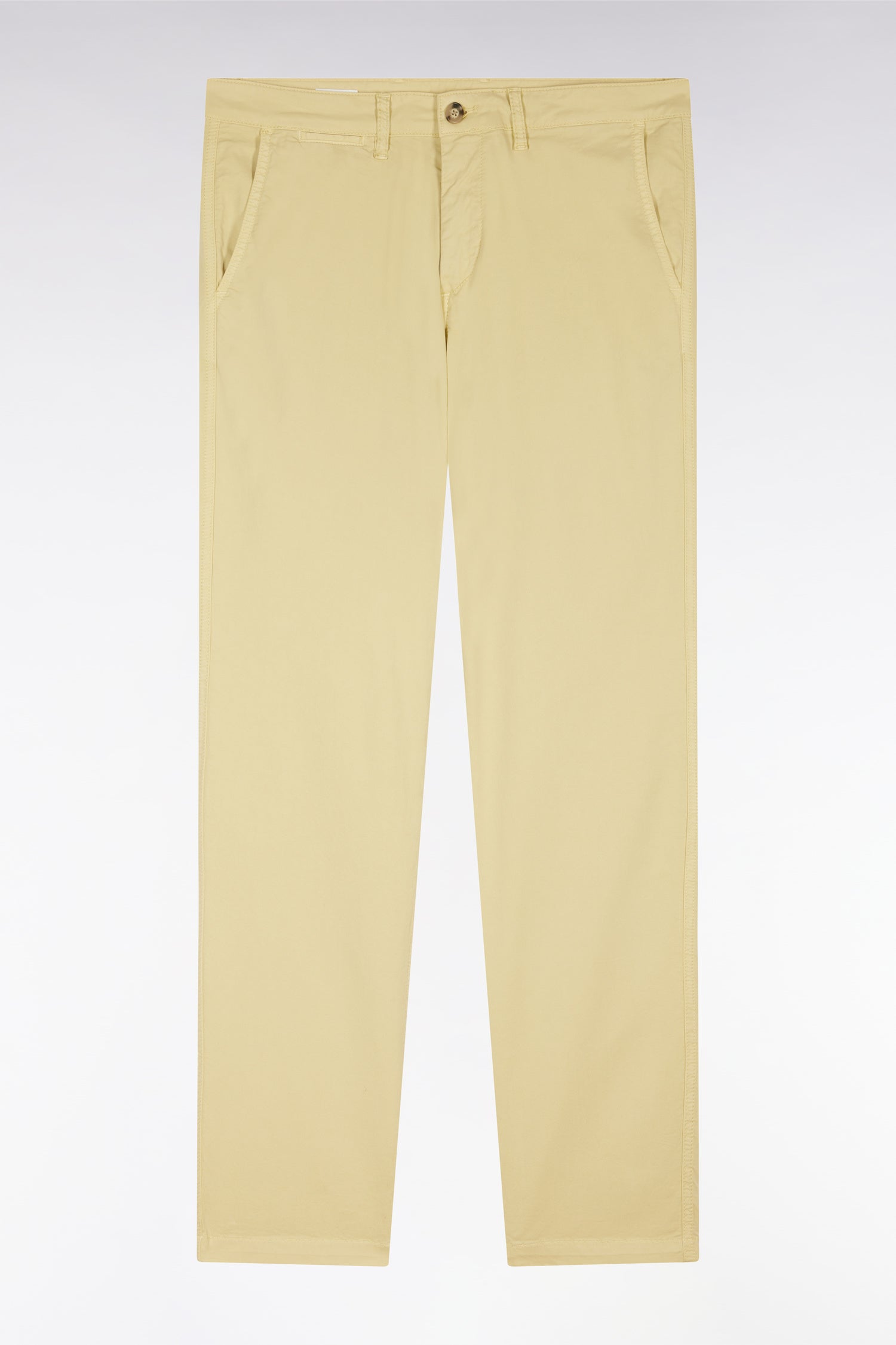 Pantalon chino sans plis en coton stretch ivoire coupe droite