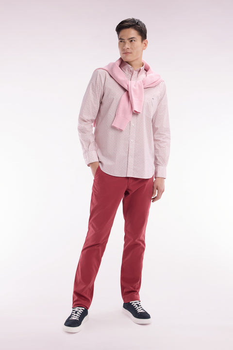 Red straight-cut stretch cotton pleat-free chinos - Image 3