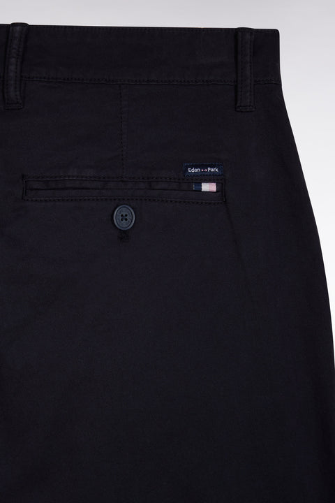 Pleated straight fit chinos in navy stretch cotton - Image 2