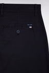 Pleated straight fit chinos in navy stretch cotton