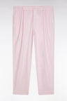 Pleated straight fit chinos in pink stretch cotton