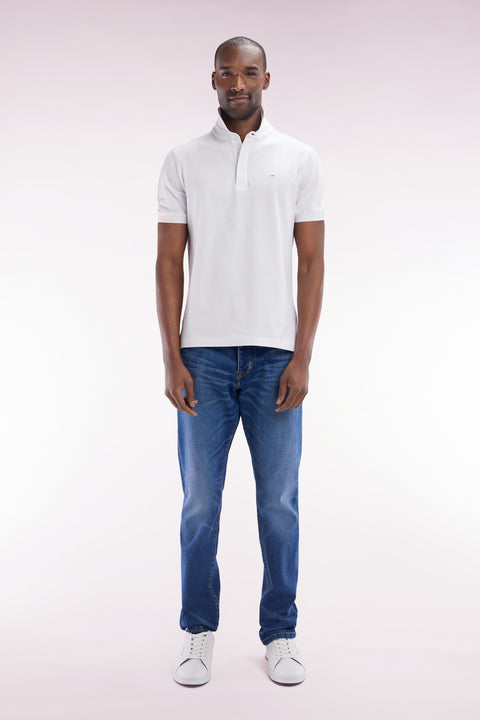 Straight-cut dark stretch denim 5-pocket jeans - Image 1