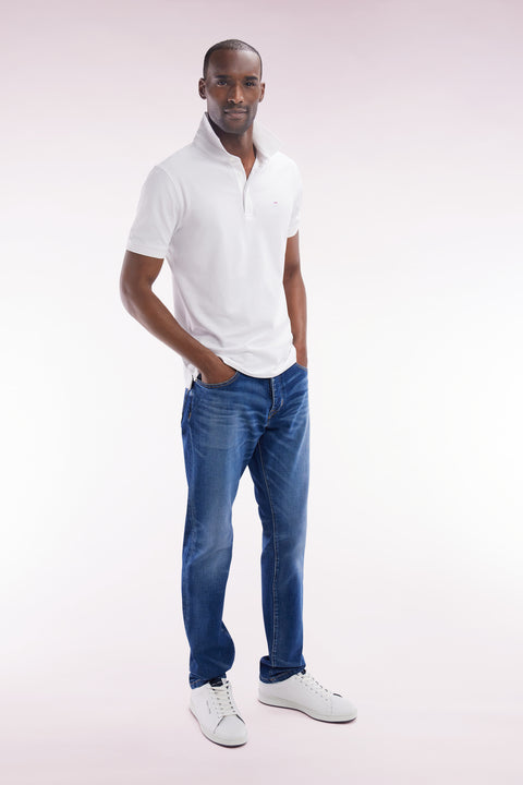 Straight-cut dark stretch denim 5-pocket jeans - Image 3