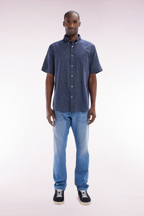 Straight-fit medium-wash stretch denim 5-pocket jeans - Image 1
