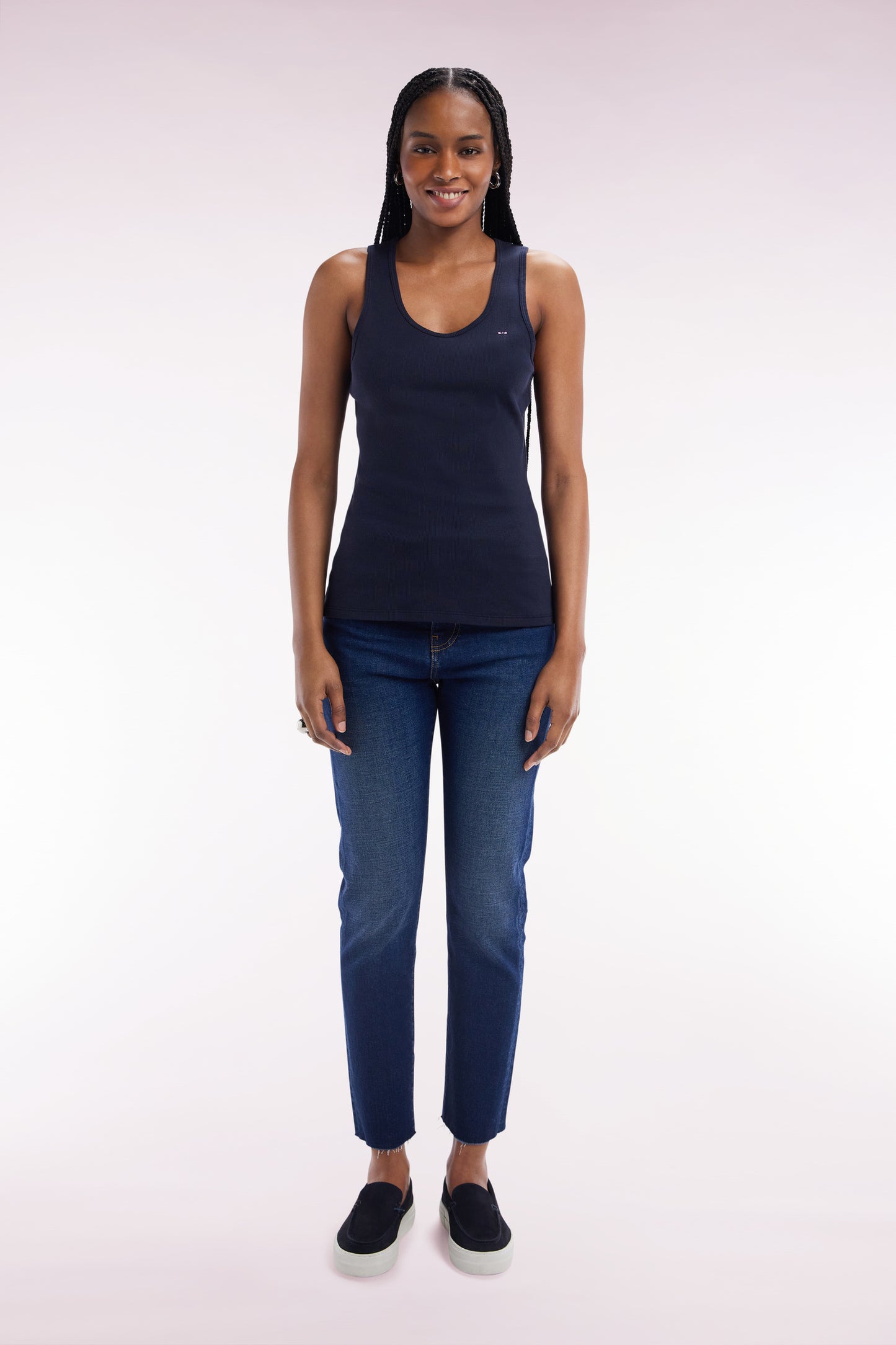 Slim-fit blue stretch denim 5-pocket jeans