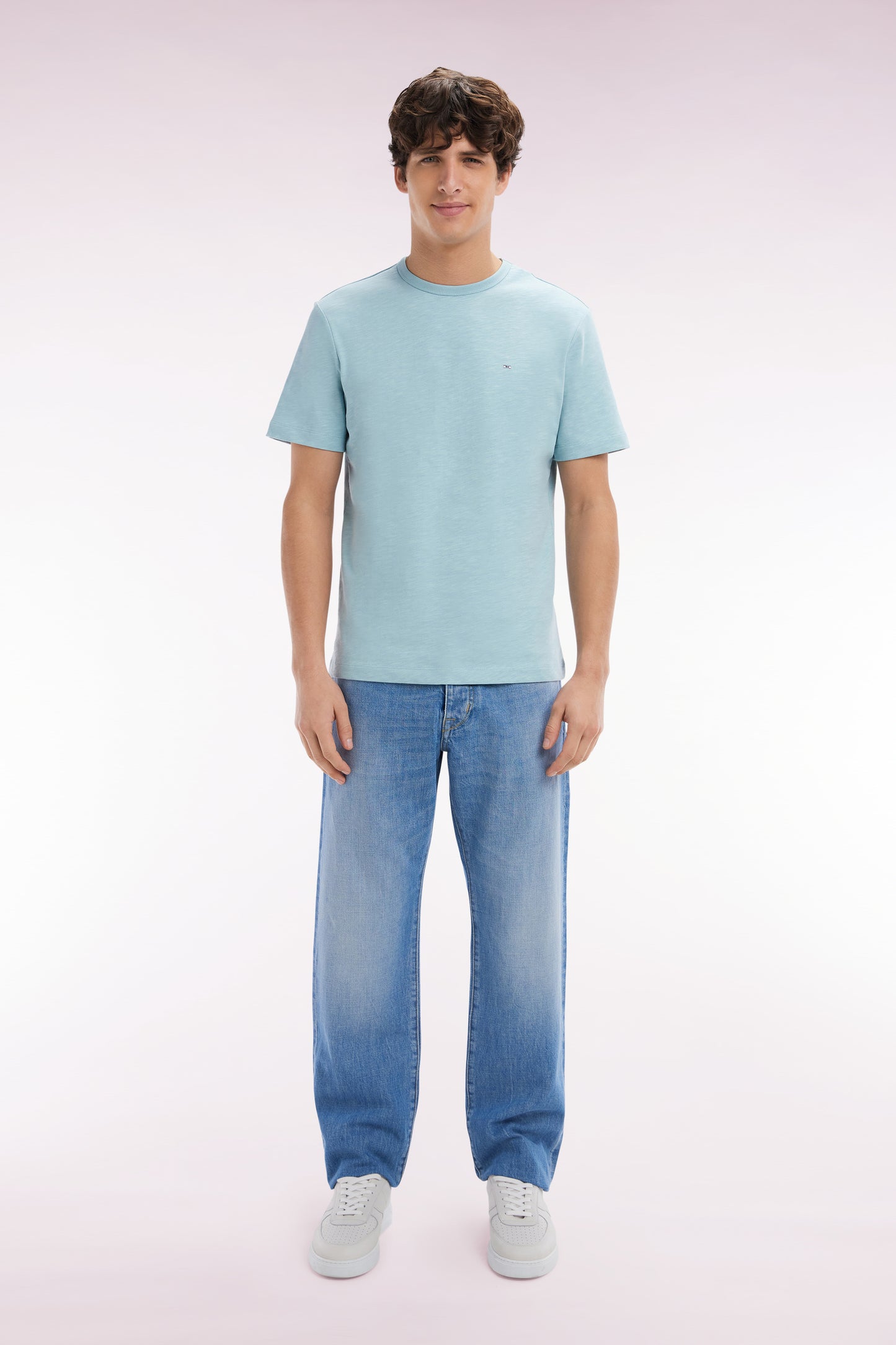 5-pocket jeans in blue denim with a stone bleach wash, Comfort cut