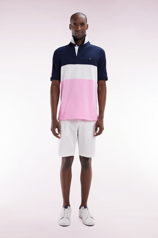 White straight-cut stretch cotton chino Bermuda shorts