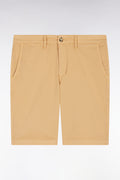 Bermuda chino en coton stretch camel coupe droite