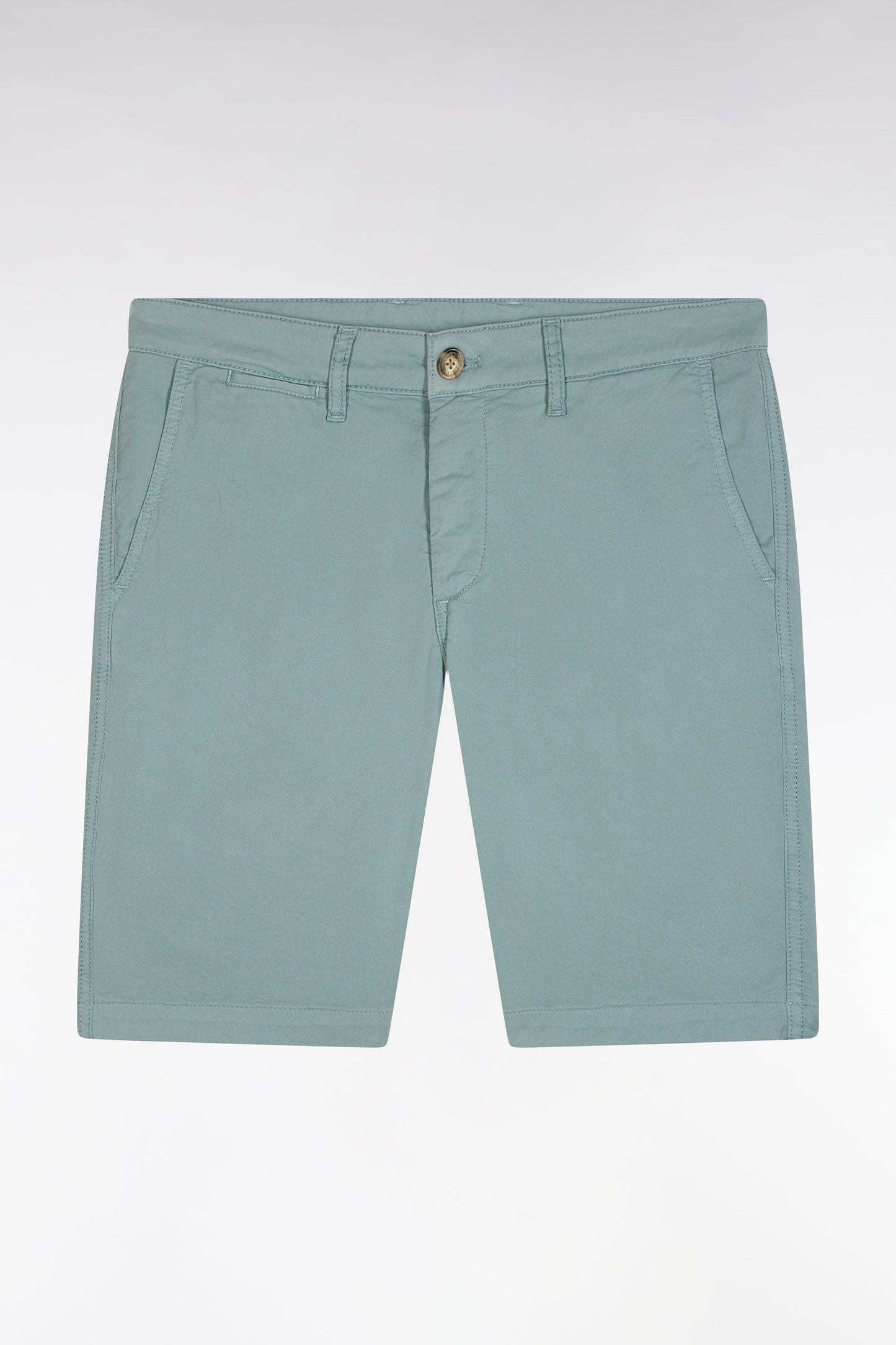 Medium grey straight-cut stretch cotton chino Bermuda shorts