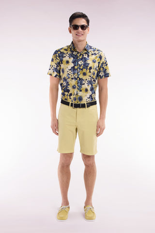 Ivory straight-cut stretch cotton chino Bermuda shorts