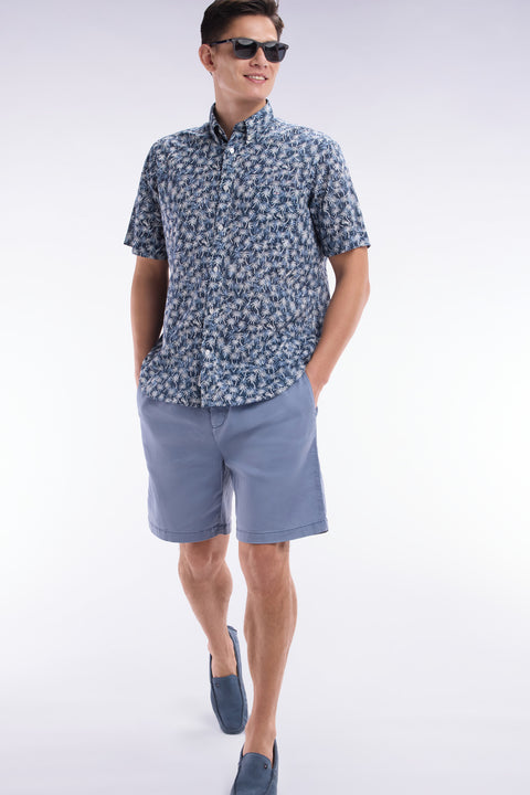 Elasticated waistband grey Bermuda shorts in lyocell and stretch cotton - Image 3