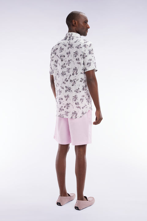 Elasticated waistband pink Bermuda shorts in lyocell and stretch cotton - Image 3