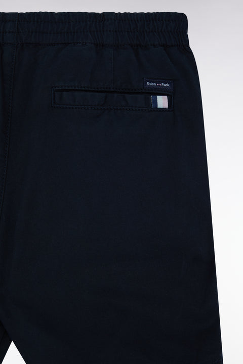 Navy stretch cotton Bermuda shorts with an elasticated waistband - Image 2
