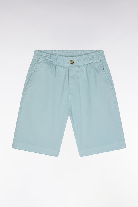 Sea green stretch cotton Bermuda shorts with an elasticated waistband - Image 1